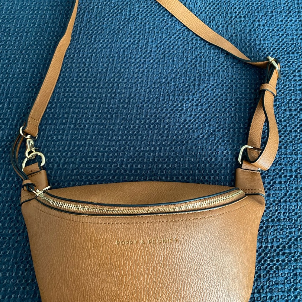 Poppies and Peonies leather crossbody purse